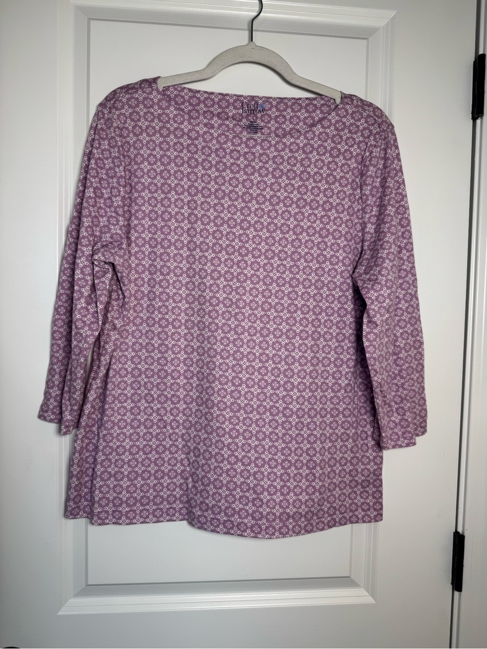 croft & barrow Lavender Floral-Pattern Long Sleeve Top
